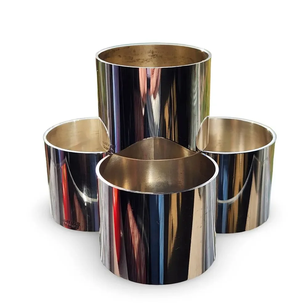 Danish Silver Napkin Holders Set of 4 Minimalist Scandinavian Modern Denmark